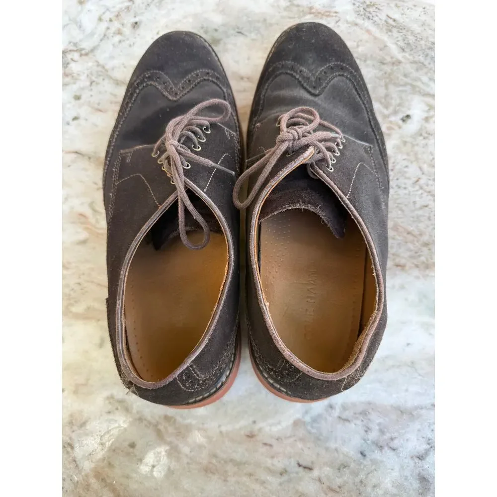Cole Haan Men’s 9.5 Brown Suede Wingtip Oxford Derby Shoes C11870
